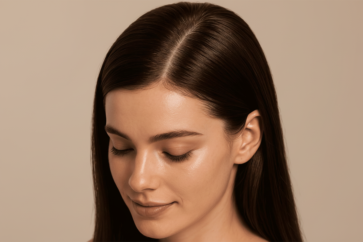 Model with healthy scalp and hair